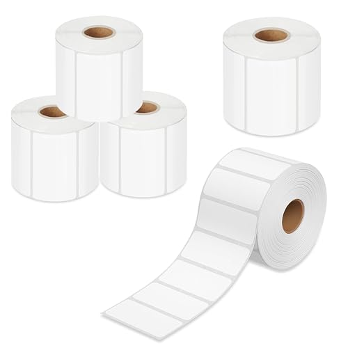 GLUN® Direct Thermal Barcode Label Sticker Size 50mm x 25mm, 5000 Labels, Pack of 5 Roll, Direct Thermal White Self Adhesive Sticker for Labeling & Barcoding - Image 1