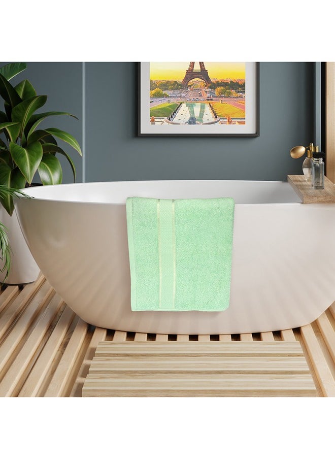 White Rose 6 Pcs ALEZAYA Dyed Towel set 500 GSM 100% Cotton Terry Viscose Border 1 Bath Towel 70x140 cm 1 Hand Towel 50x90 cm 1 Guest Towel 40x60 cm & 1 Baby Towel 30x50 cm & 2 Face Towel 33x33 cm Green Color  - Image 2