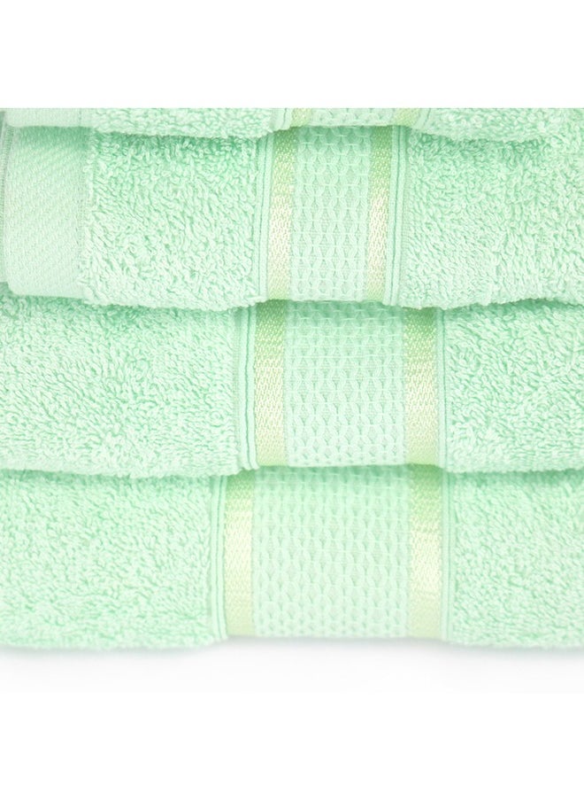White Rose 6 Pcs ALEZAYA Dyed Towel set 500 GSM 100% Cotton Terry Viscose Border 1 Bath Towel 70x140 cm 1 Hand Towel 50x90 cm 1 Guest Towel 40x60 cm & 1 Baby Towel 30x50 cm & 2 Face Towel 33x33 cm Green Color  - Image 4