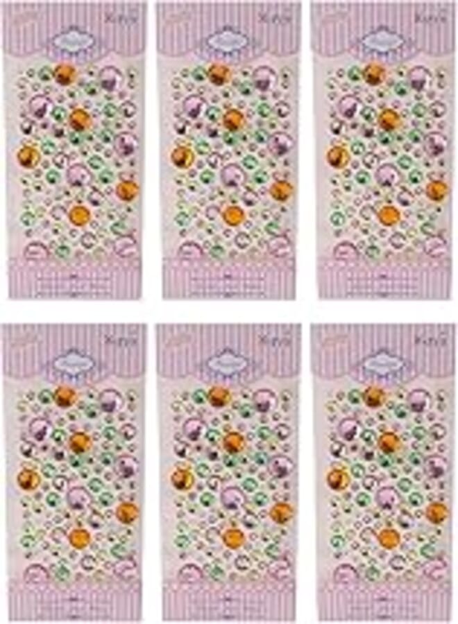 3A Jewels Plastic Sticker Set Of 6 Pieces For Paper, Decoration And Clothes - Multi Color CT1023-9 - 3A-1653-Multi Color9 