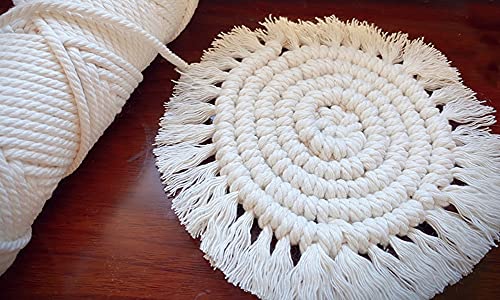 Flipped 100% Natural Macrame Cotton Cord, 6mm x 55 Yards Twine String Colored Cotton Rope Craft Cord for DIY Crafts Knitting Plant Hangers Christmas Wedding Decor (Beige, 6mm55yards) - Image 2