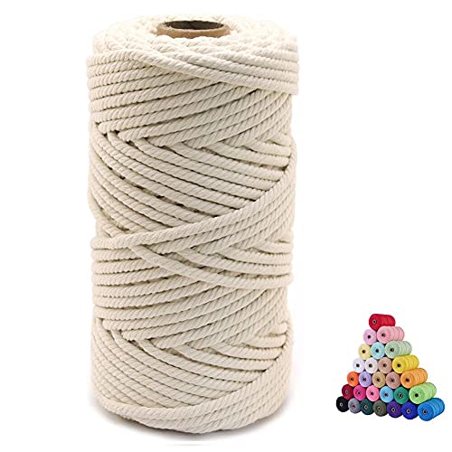 Flipped 100% Natural Macrame Cotton Cord, 6mm x 55 Yards Twine String Colored Cotton Rope Craft Cord for DIY Crafts Knitting Plant Hangers Christmas Wedding Decor (Beige, 6mm55yards) - Image 1