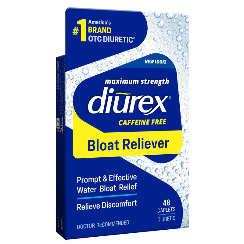 Diurex CaffeineFree Bloat Relief Maximum Strength Relieve Water Bloat Discomfort Up to 6 Hours of Relief 48 Count