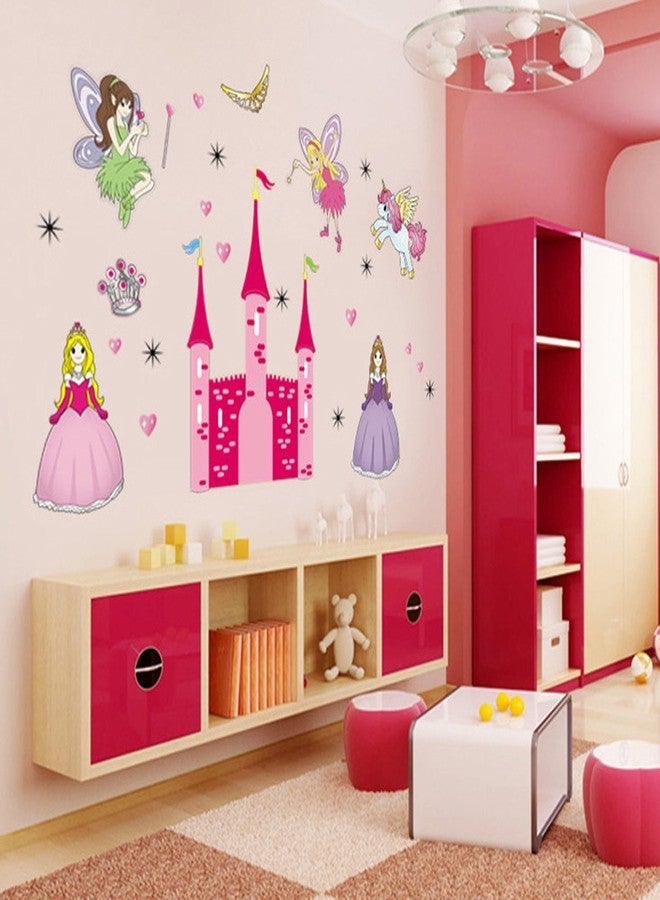 Asmi Collections Angel Castle Princess Fairy Wall Stickers for Kids Room AY833 - Image 1