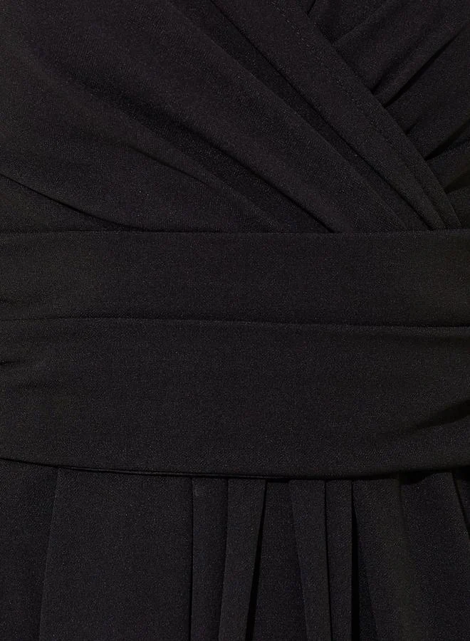 Take Two Solid Wrap Front Midi Dress with Tie-Up Back