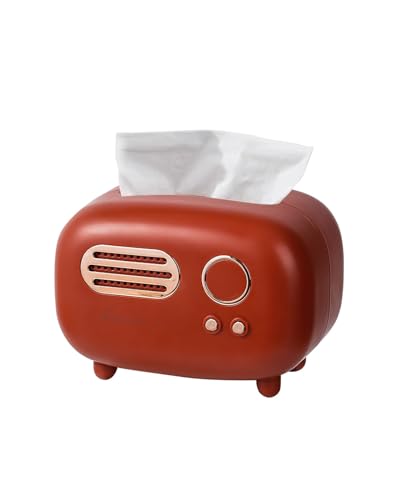 SGVAHY Retro Radio Shape Tissue Cover Box - Unique Multifunction Tissue Box for Kitchen, Bedroom, Office, Parlor, Bathroom Decoration - Creative Gift (Red) - Image 1
