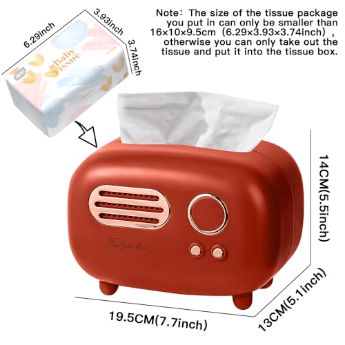 SGVAHY Retro Radio Shape Tissue Cover Box - Unique Multifunction Tissue Box for Kitchen, Bedroom, Office, Parlor, Bathroom Decoration - Creative Gift (Red) - Image 3