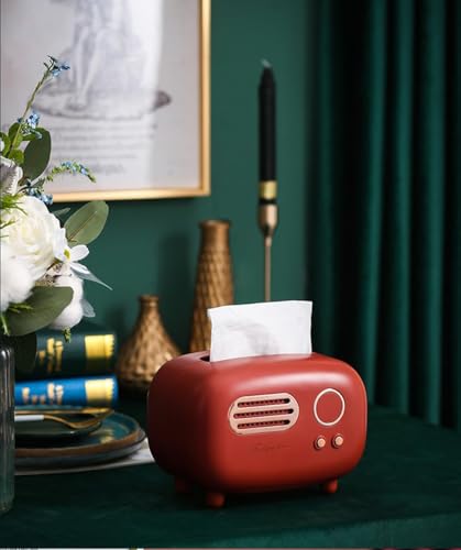 SGVAHY Retro Radio Shape Tissue Cover Box - Unique Multifunction Tissue Box for Kitchen, Bedroom, Office, Parlor, Bathroom Decoration - Creative Gift (Red) - Image 5