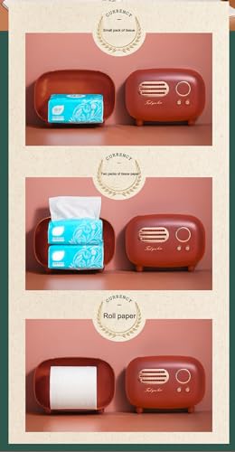 SGVAHY Retro Radio Shape Tissue Cover Box - Unique Multifunction Tissue Box for Kitchen, Bedroom, Office, Parlor, Bathroom Decoration - Creative Gift (Red) - Image 4