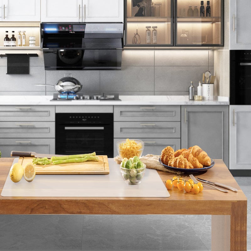 Ewen 25.6x17.7in 2mm Silicone Mats for Kitchen Counter, Extra Large Thick Heat Resistant Baking Mat, Silicone Countertop Protector Mat for Bar Air Fryer Crafts Work Glass Top Stove Cover Translucent - Image 2