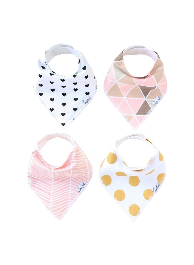 Copper Pearl Copper Pearl 4 Pack Soft Cotton Baby Bibs for Drooling and Teething, Absorbent Drool Bibs for Baby Girl, Adjustable to Fit Newborns to Toddlers, Tons of Styles (Blush Set) - Image 2