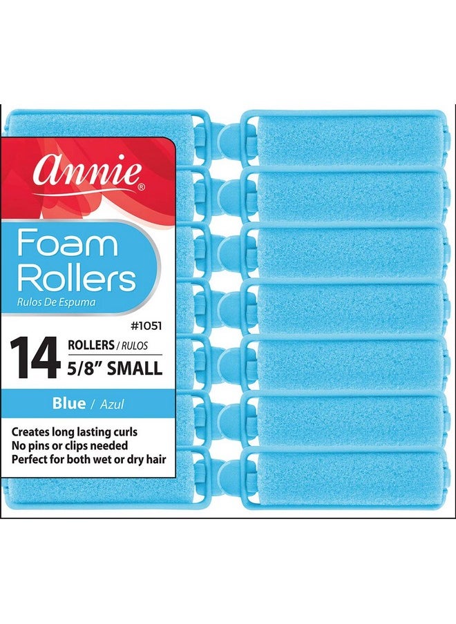 Annie Salon Style Small Foam Hair Rollers 5/8" Blue 14 Piece Set Soft Heatless Hair Curling Tools  - Image 2