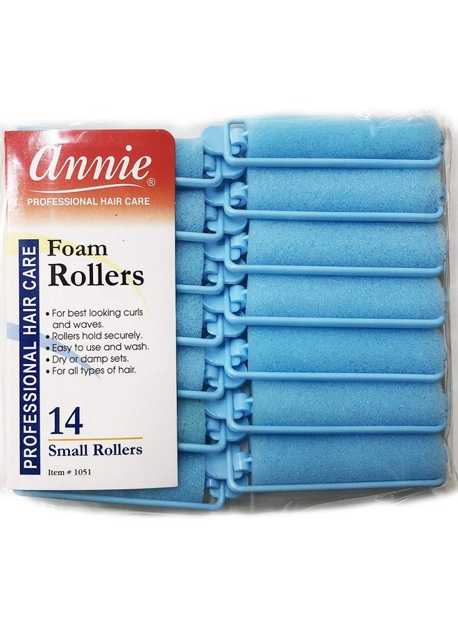 Annie Salon Style Small Foam Hair Rollers 5/8" Blue 14 Piece Set Soft Heatless Hair Curling Tools  - Image 3