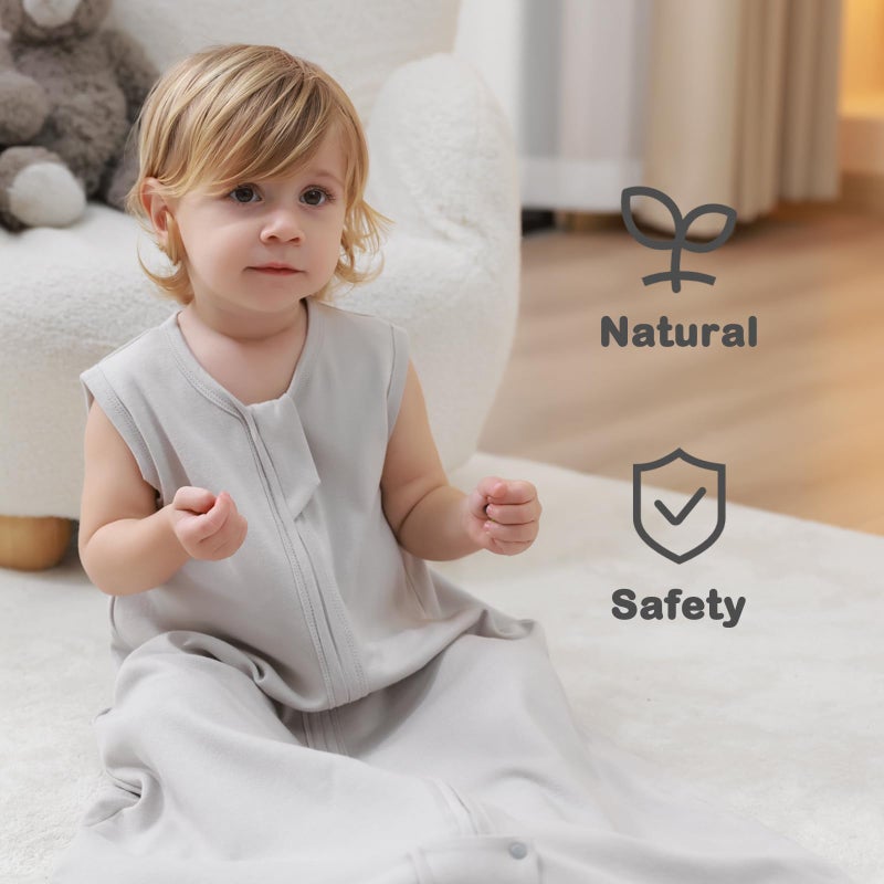 Hatch Baby Mosebears Sleeping Bag Baby Summer Sleeping Bag 0.5 Tog Baby Sleeping Bag 100% Cotton Breathable Baby Sleeping Bag (2 Pack Gray, M) - Image 2