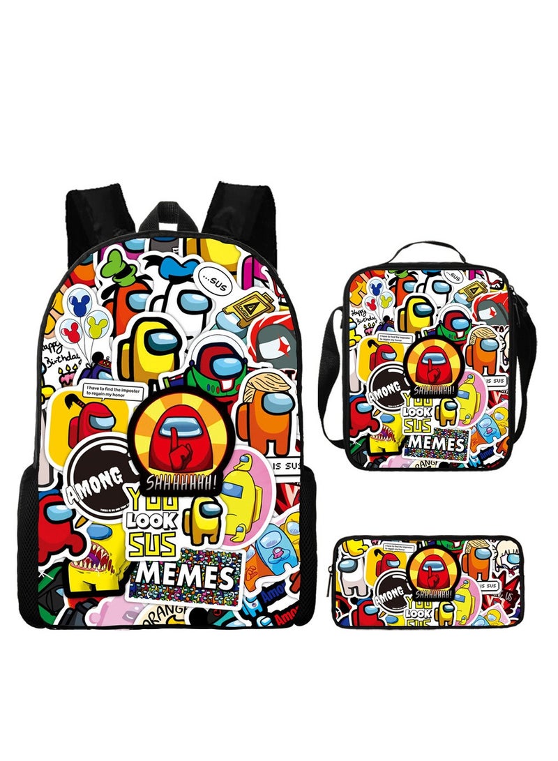 Among Us Backpack For Primary And Secondary School Students Three-Piece Set 29*16*42cm