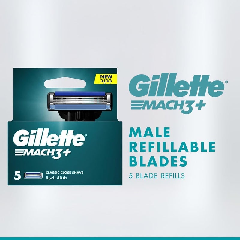 Gillette شفرة جيليت ماك 3+ القابلة لإعادة التعبئة للرجال: 5 شفرات بديلة - Image 2