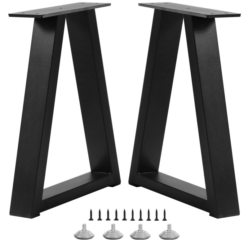 Rioychan 16 Inch Trapezoid Metal Table Legs for Bench Coffee Table Legs DIY Furniture Feets Set of 2 Including Screws and Adjustable Feet Pads 16 Inch x 108 Inch