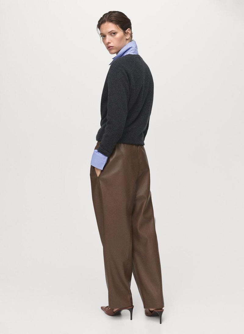 MANGO Leather-effect elastic waist trousers - Image 2