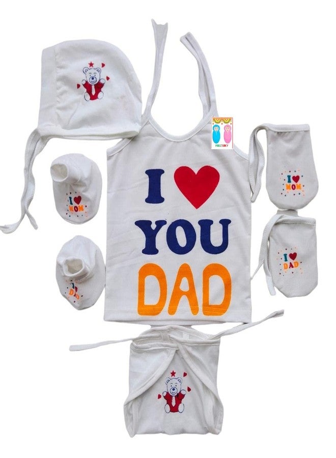 PREETENCY New Born Baby Boy and Girl Cotton Clothes DAD Printed Jabli Set, for Naming Ceremony 0-3Months (DAD) - Image 1