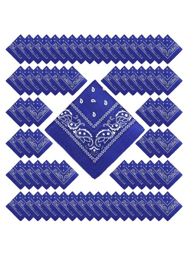 Handepo 100 Pack Bandanas Unisex Paisley Bandanas Bulk Multi Purpose Cowboy Head Wrap Necktie Face Cover Party Supplies, 21.26 inches (Stylish, Blue) - Image 1
