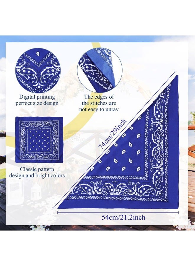 Handepo 100 Pack Bandanas Unisex Paisley Bandanas Bulk Multi Purpose Cowboy Head Wrap Necktie Face Cover Party Supplies, 21.26 inches (Stylish, Blue) - Image 5