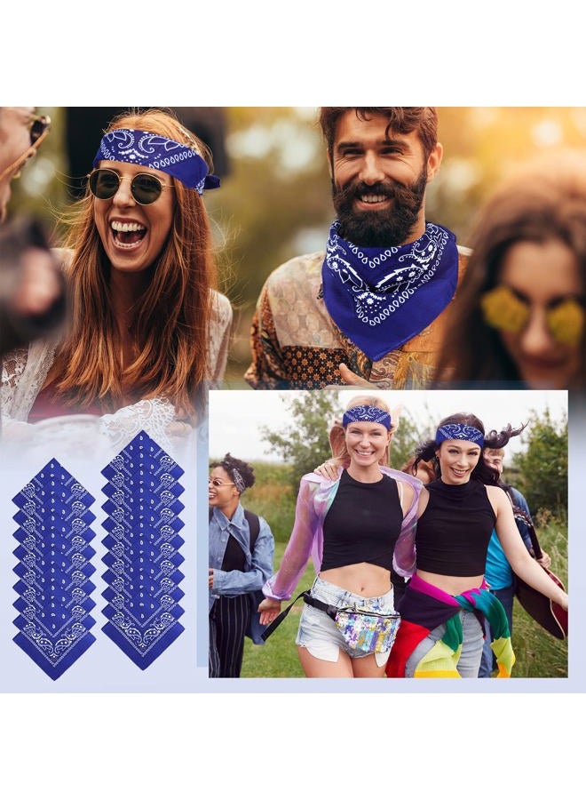 Handepo 100 Pack Bandanas Unisex Paisley Bandanas Bulk Multi Purpose Cowboy Head Wrap Necktie Face Cover Party Supplies, 21.26 inches (Stylish, Blue) - Image 4