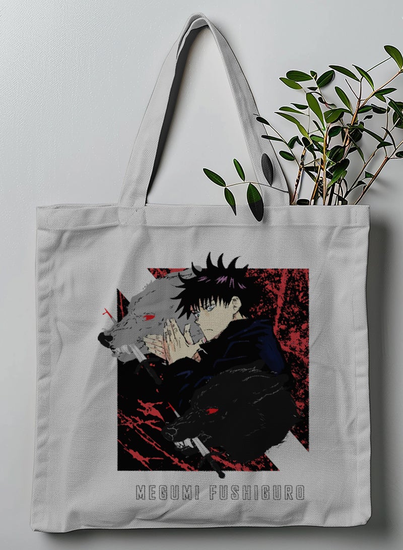 LOWHA Polyester Tote Bag with Shoulder Straps and Jujutsu Kaisen Anime Pattern  - Image 1