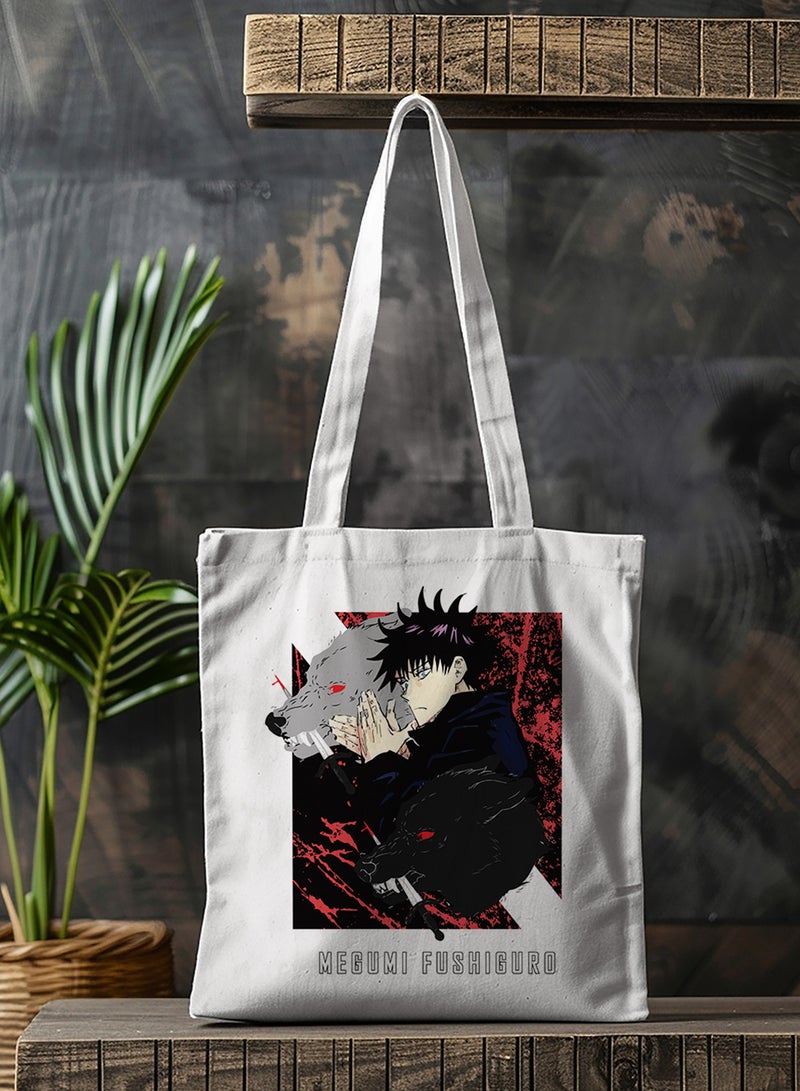 LOWHA Polyester Tote Bag with Shoulder Straps and Jujutsu Kaisen Anime Pattern  - Image 3