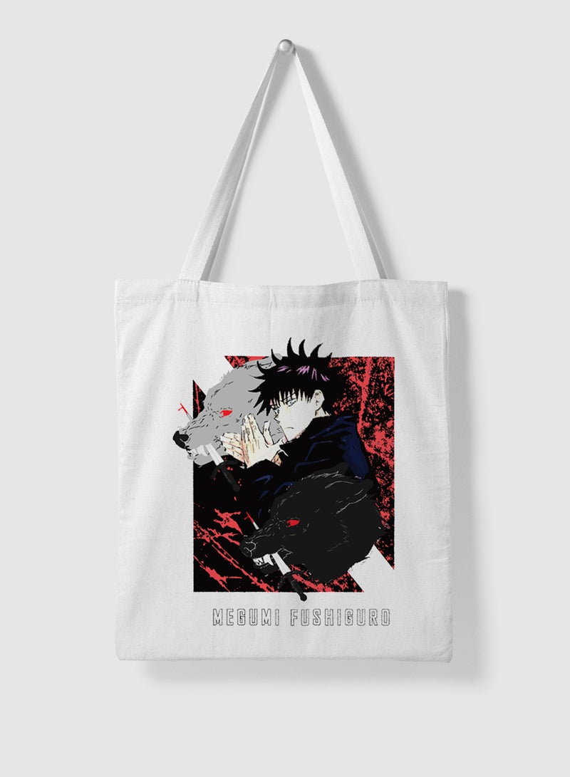 LOWHA Polyester Tote Bag with Shoulder Straps and Jujutsu Kaisen Anime Pattern  - Image 4