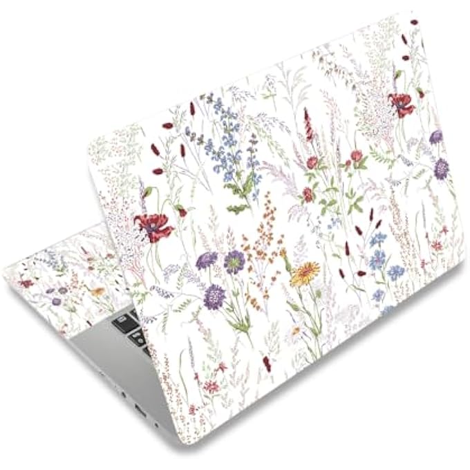 rayihni 12 12.1 13 13.3 14 15.4 15.6 INCH LAPTOP SKIN DECAL, LAPTOP SKINS STICKERS DECALS FOR NOTEBOOK PC, UNIVERSAL REUSABLE VINYL LAPTOP COVER STICKER, WATERPROOF ART PROTECTOR I COLORFUL WEEDS - Image 1
