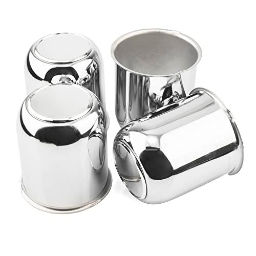 Rheedal 4Pcs 3.19inch Trailer Wheel Center Caps Push Through 3.19" Bore 3.62" Tall Hub Cap for Truck SUV RV Wheel Rim, Chrome Silver Wheel Cover - Image 1