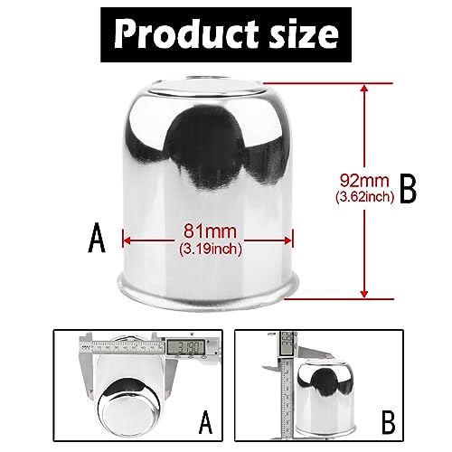 Rheedal 4Pcs 3.19inch Trailer Wheel Center Caps Push Through 3.19" Bore 3.62" Tall Hub Cap for Truck SUV RV Wheel Rim, Chrome Silver Wheel Cover - Image 3