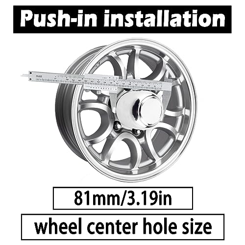 Rheedal 4Pcs 3.19inch Trailer Wheel Center Caps Push Through 3.19" Bore 3.62" Tall Hub Cap for Truck SUV RV Wheel Rim, Chrome Silver Wheel Cover - Image 4