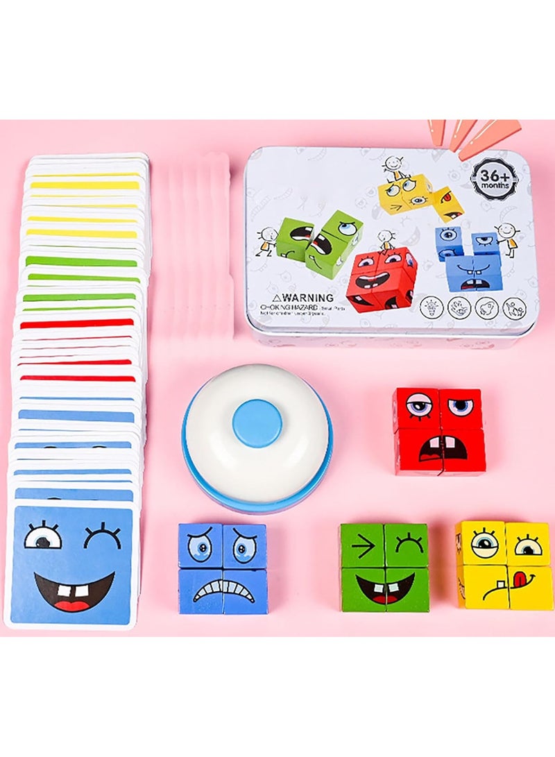 SYXUMLKLS مكعب سحري خشبي يتغير وجهه - لعبة بناء كتل مطابقة لتدريب التفكير المنطقي - لعبة دماغية - ألعاب لوحية تعليمية - ألعاب مونتيسوري للأطفال - Image 1