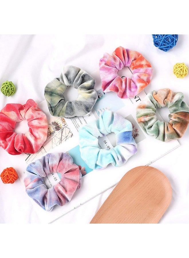 ZOCONE Tie Dye Scrunchies 15 Pcs Velvet Scrunchies For Hair In Gradient Color Soft Rainbow Scrunchy Ponytail Holder Hair Accessories Elastic Hair Bands For Women Girls Tie Dye Party Favors - Image 4