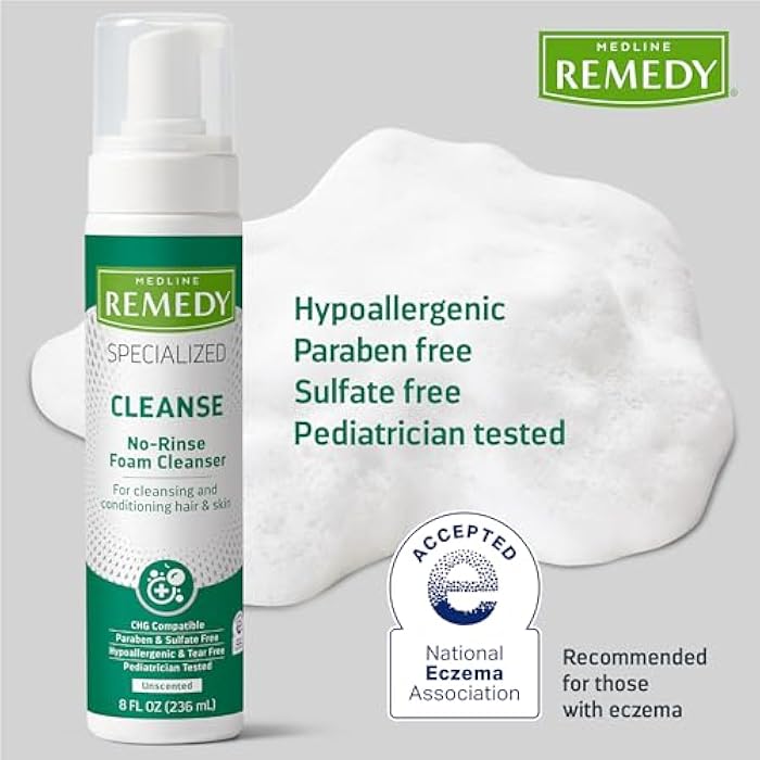 Medline Remedy Specialized No-Rinse Foam Cleanser, Gentle Skincare Solution, 8 oz. Bottle - Image 5