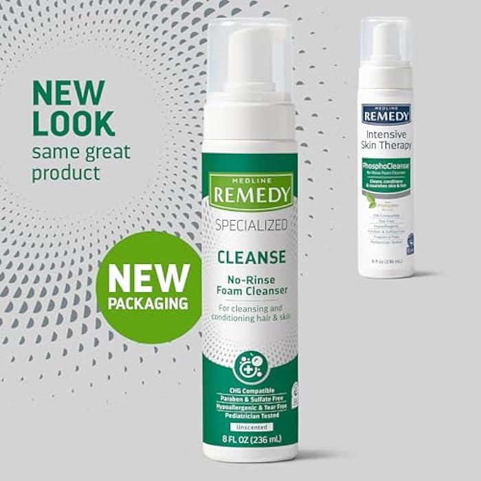 Medline Remedy Specialized No-Rinse Foam Cleanser, Gentle Skincare Solution, 8 oz. Bottle - Image 2