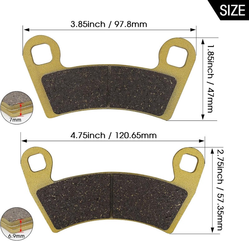 Zinger Brake Pads for Polaris Ranger XP 1000 2018-2023,Polaris General 1000 EPS 2016-2023,Ranger Crew XP 1000 2020-2023,General 1000 Sport 2020-2025,4 Set Front and Rear Brake Pads - Image 2