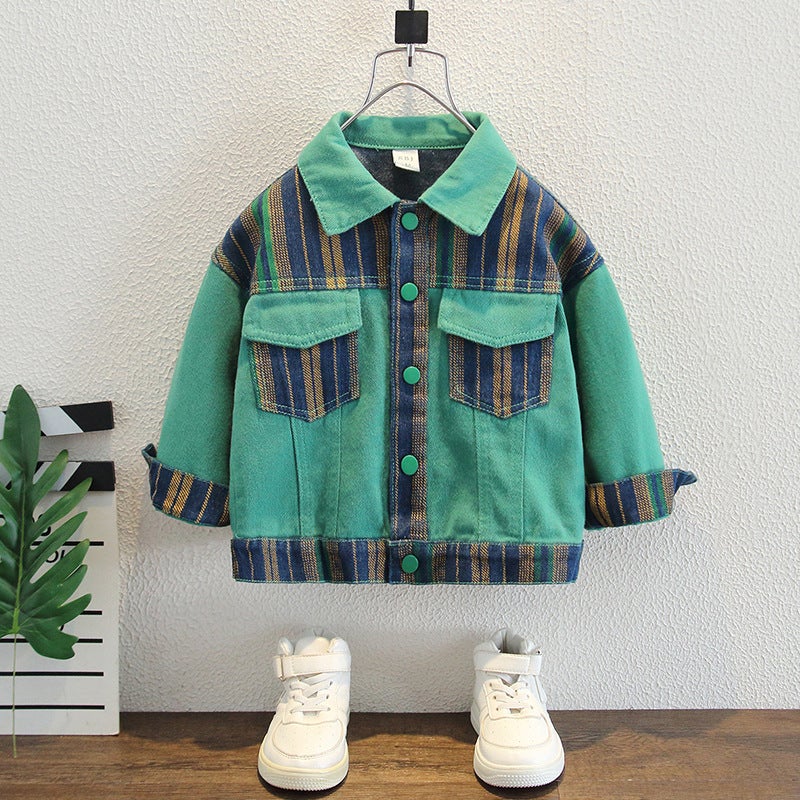 Boys' Autumn Jacket Denim Jacket Trendy Street Style Handsome Children'S Clothing Korean Version Toddler Boys' Fashion - Image 1