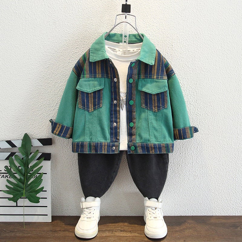 Boys' Autumn Jacket Denim Jacket Trendy Street Style Handsome Children'S Clothing Korean Version Toddler Boys' Fashion - Image 2