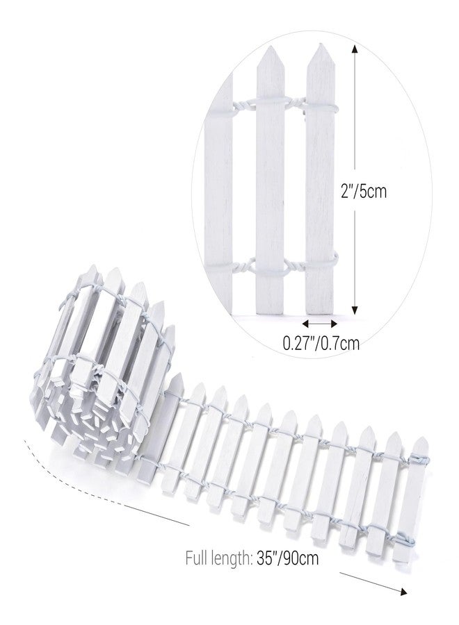 CHAMBERY 1:12 Scale Miniature 35 Inches Picket Fence White Village Fences Dollhouse Garden Accessories - Image 2