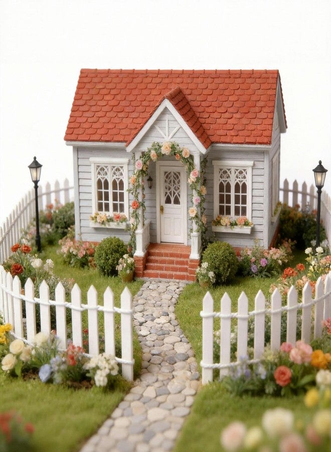 CHAMBERY 1:12 Scale Miniature 35 Inches Picket Fence White Village Fences Dollhouse Garden Accessories - Image 3