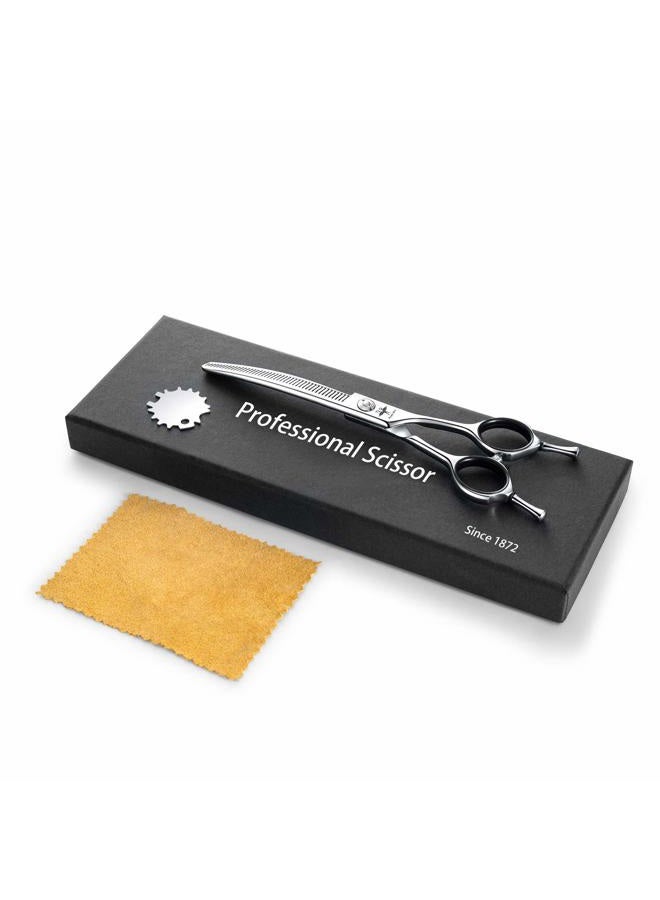 PURPLEBIRD 6.5 Inch Downward Curved Dog Grooming Scissors Pet Thinning Texturizing Shears Professional Safety Blunt Tip Trimming Shearing for Dogs Cats Face Paws Limbs Japanese Stainless Steel Silver - Image 5