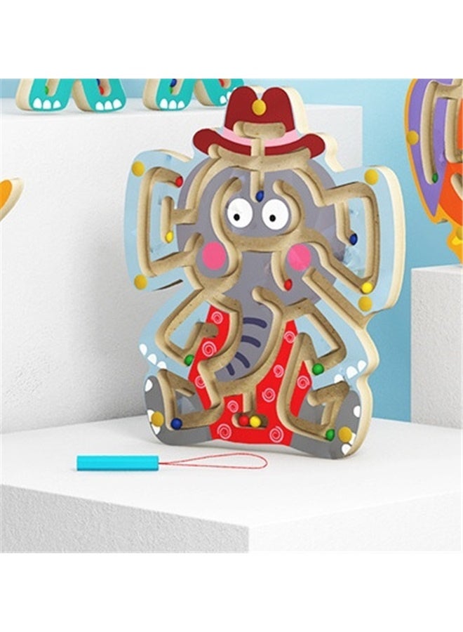 Educational Magnetic Maze Puzzle ，Wooden Magnetic Maze Toys for Kids 3+, Animal Interactive Puzzle Game Board Labyrinth - Image 3