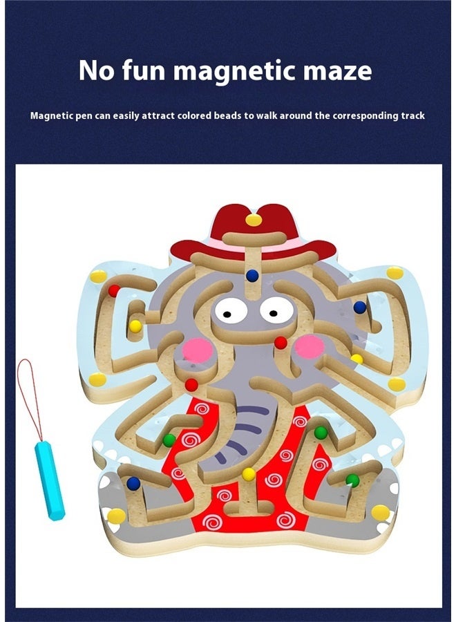 Educational Magnetic Maze Puzzle ，Wooden Magnetic Maze Toys for Kids 3+, Animal Interactive Puzzle Game Board Labyrinth - Image 4