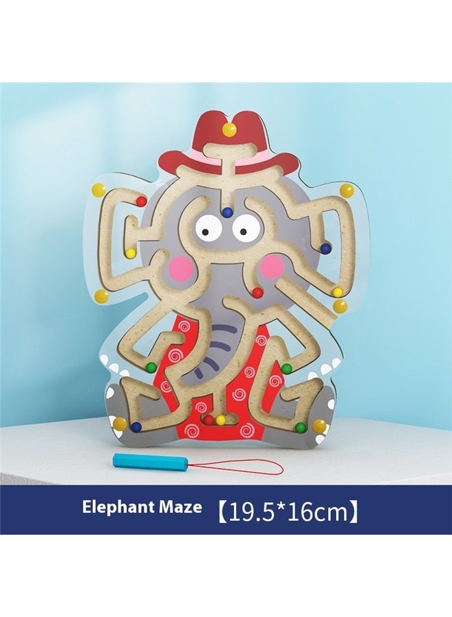 Educational Magnetic Maze Puzzle ，Wooden Magnetic Maze Toys for Kids 3+, Animal Interactive Puzzle Game Board Labyrinth - Image 2