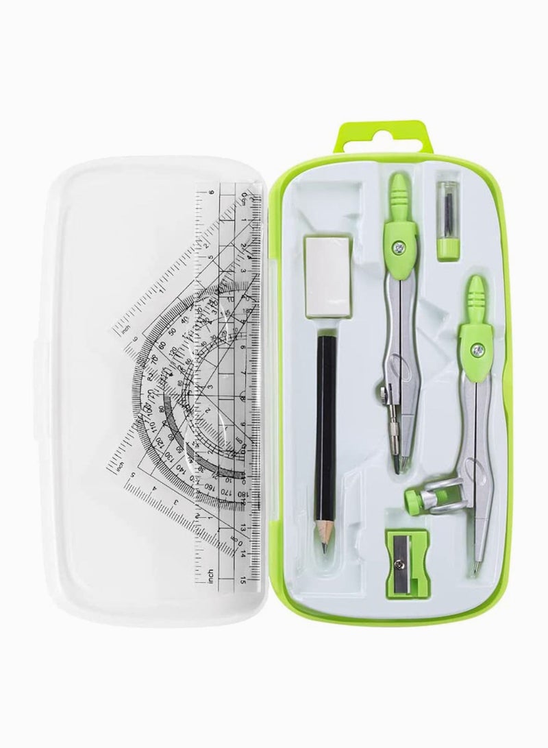 SYOSI Math Geometry Kit Sets 10 Piece Student Supplies with Shatterproof Storage Box, Includes Rulers, Protractor, Compass, Eraser, Pencil Sharpener, Lead Refills, Pencil, for Drafting and Drawings - Image 1