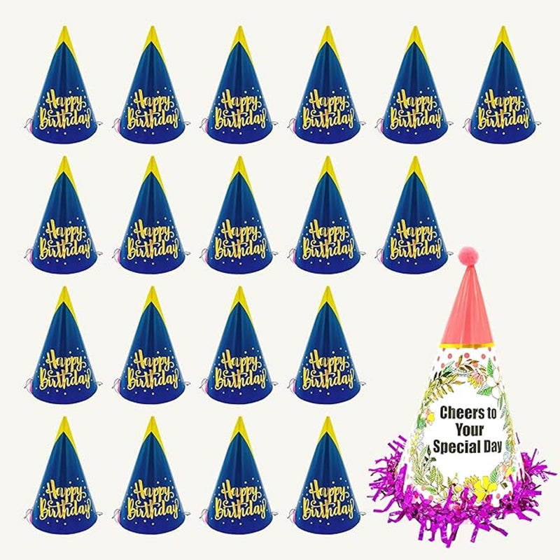 SpecialYou.in Special You Birthday Caps for Kids Pack of 20 (19 Small, 1 Big), Birthday Hats for Kids, Party Hats for Kids Birthday, Birthday Props for Kids, Birthday Caps for Party - Image 1