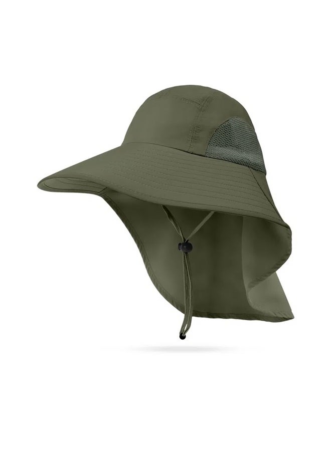 yongsheng Travel Camping Adjustable Wide Brim Sun Hat，Sun Hat with Neck Flap,Protective Wide Brim Breathable Fishing Hiking Hats  - Image 1