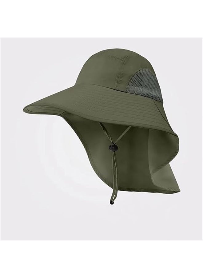 yongsheng Travel Camping Adjustable Wide Brim Sun Hat，Sun Hat with Neck Flap,Protective Wide Brim Breathable Fishing Hiking Hats  - Image 4